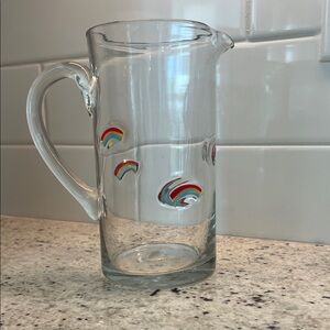 Anthropologie Glass Pitcher with Rainbows